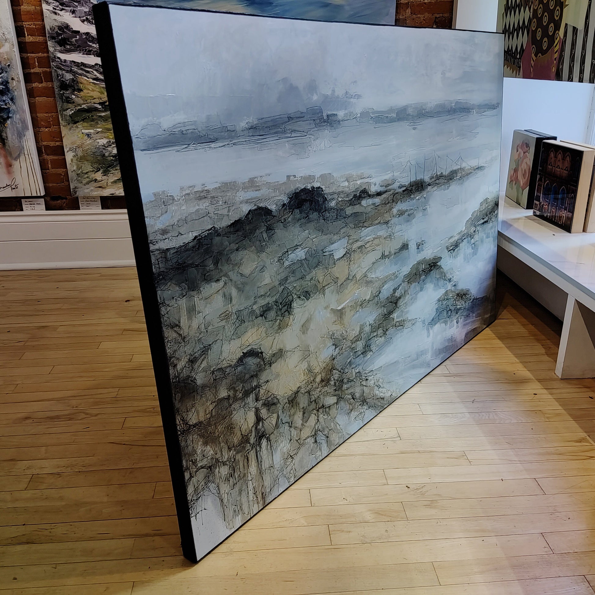 Martine Cloutier Oeuvre original - Peinture 40x60 Pêche à l'anguille