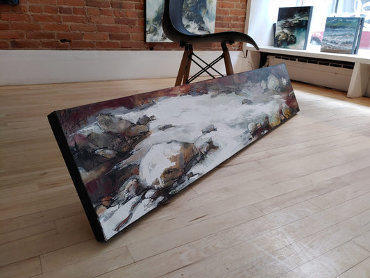 Martine Cloutier Oeuvre original - Peinture 12x60 Réveil nature
