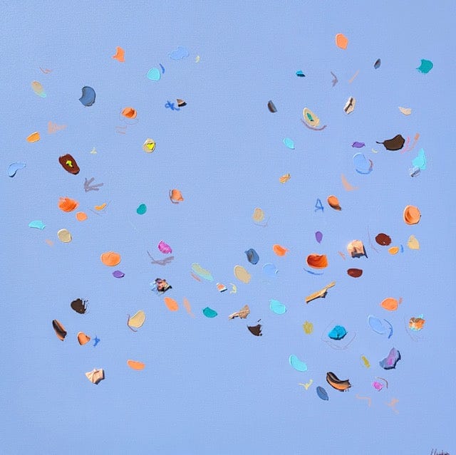 Nabz Oeuvre original - Peinture 40x40 Bleu de jaspe