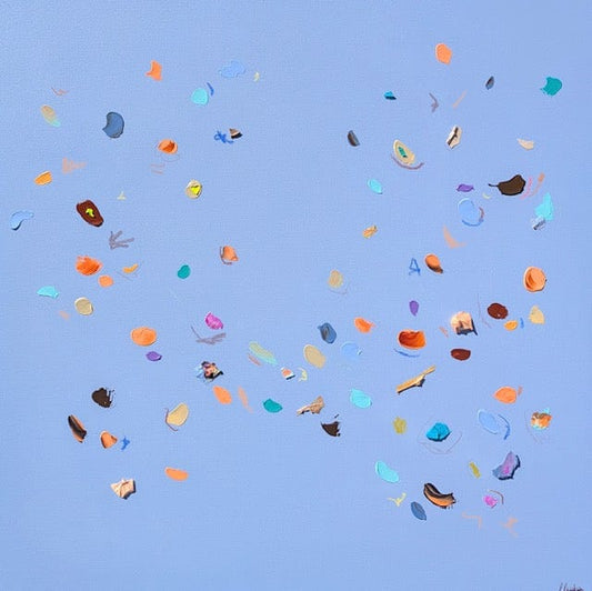 Nabz Oeuvre original - Peinture 40x40 Bleu de jaspe