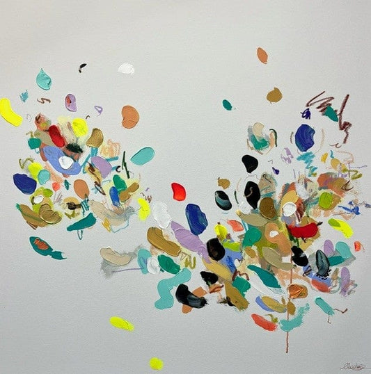 Nabz Oeuvre original - Peinture 36x36 Echoes of The Studio Fluorescent Red 01