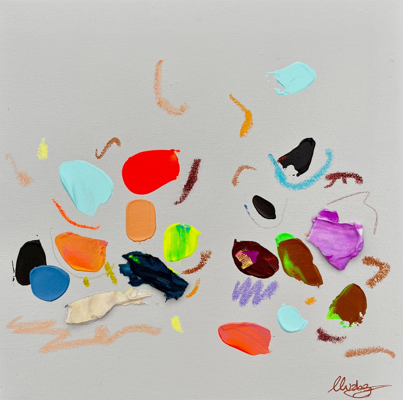 Nabz Oeuvre original - Peinture 12x12 Orange and Sand