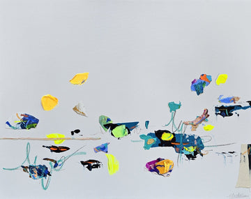 Nabz Oeuvre original - Peinture 22x28 Reading At The Lake