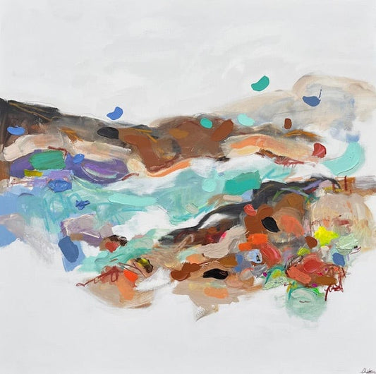 Nabz Oeuvre original - Peinture 40x40 Shore between the Mountains