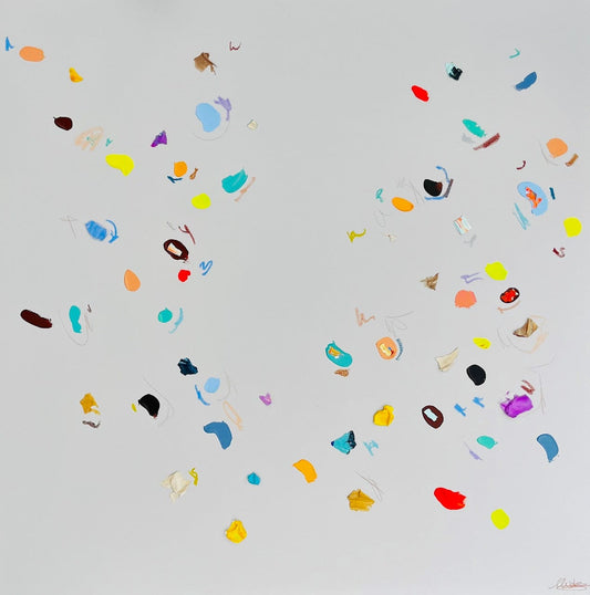 Nabz Oeuvre original - Peinture 40x40 Teal and Sand