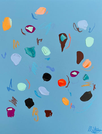 Nabz Oeuvre original - Techniques mixtes 18x14 Pastel Green and Blue