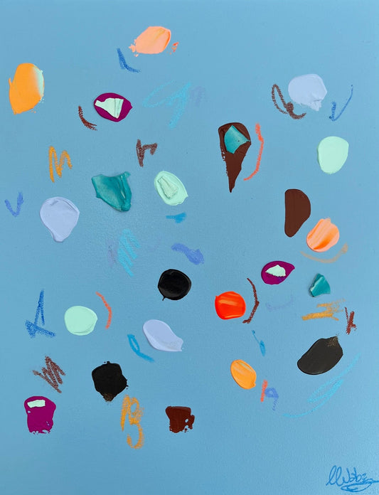 Nabz Oeuvre original - Techniques mixtes 18x14 Pastel Green and Blue