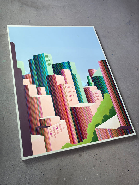 Patrick Déziel Oeuvre original - Peinture 48x36 Somewhere Downtown