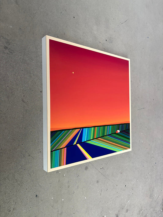 Patrick Déziel Oeuvre original - Peinture 24x24 Sous un ciel orangé