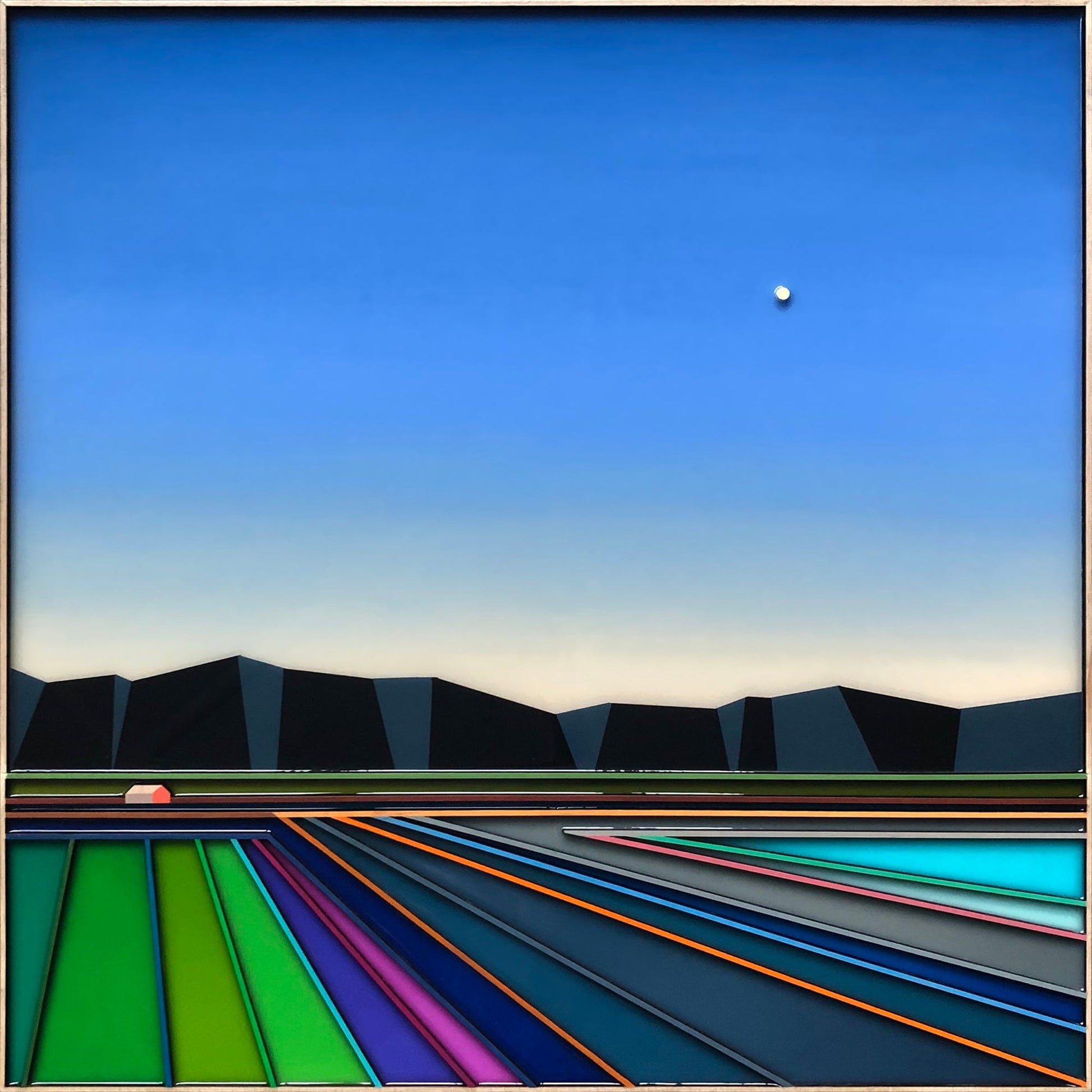 Patrick Déziel Oeuvre original - Techniques mixtes 24x24 Dans l'ombre des montagnes