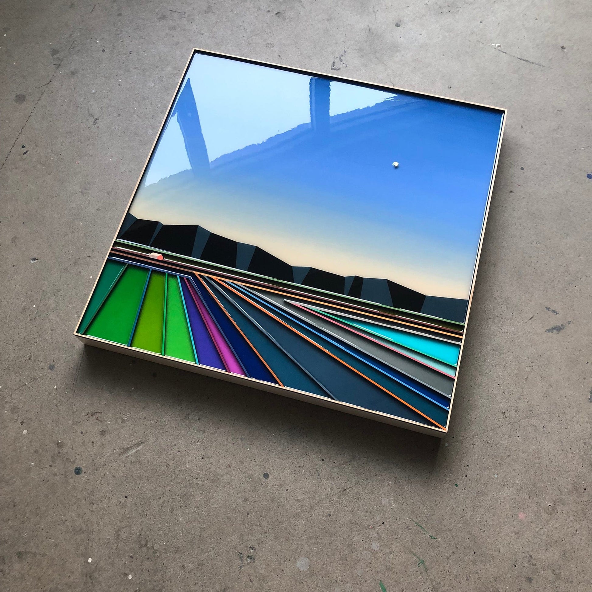 Patrick Déziel Oeuvre original - Techniques mixtes 24x24 Dans l'ombre des montagnes