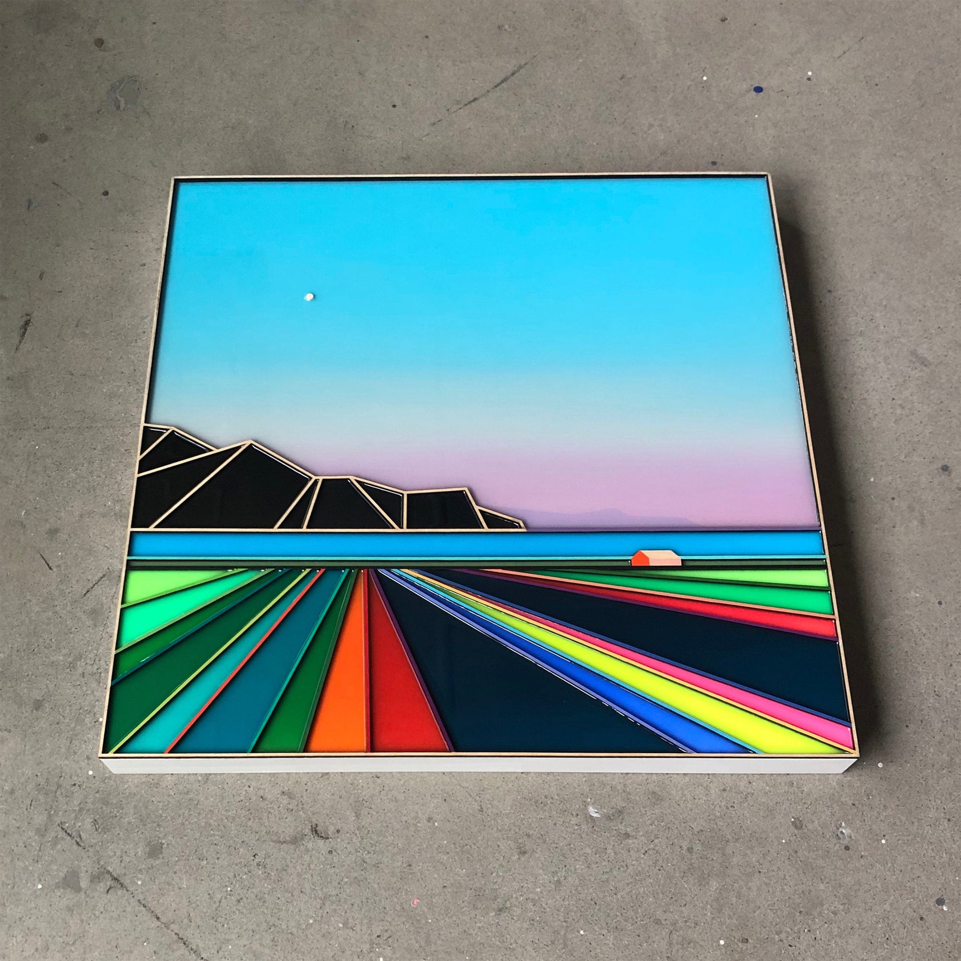 Patrick Déziel Oeuvre original - Techniques mixtes 24x24 L'avenue du lac