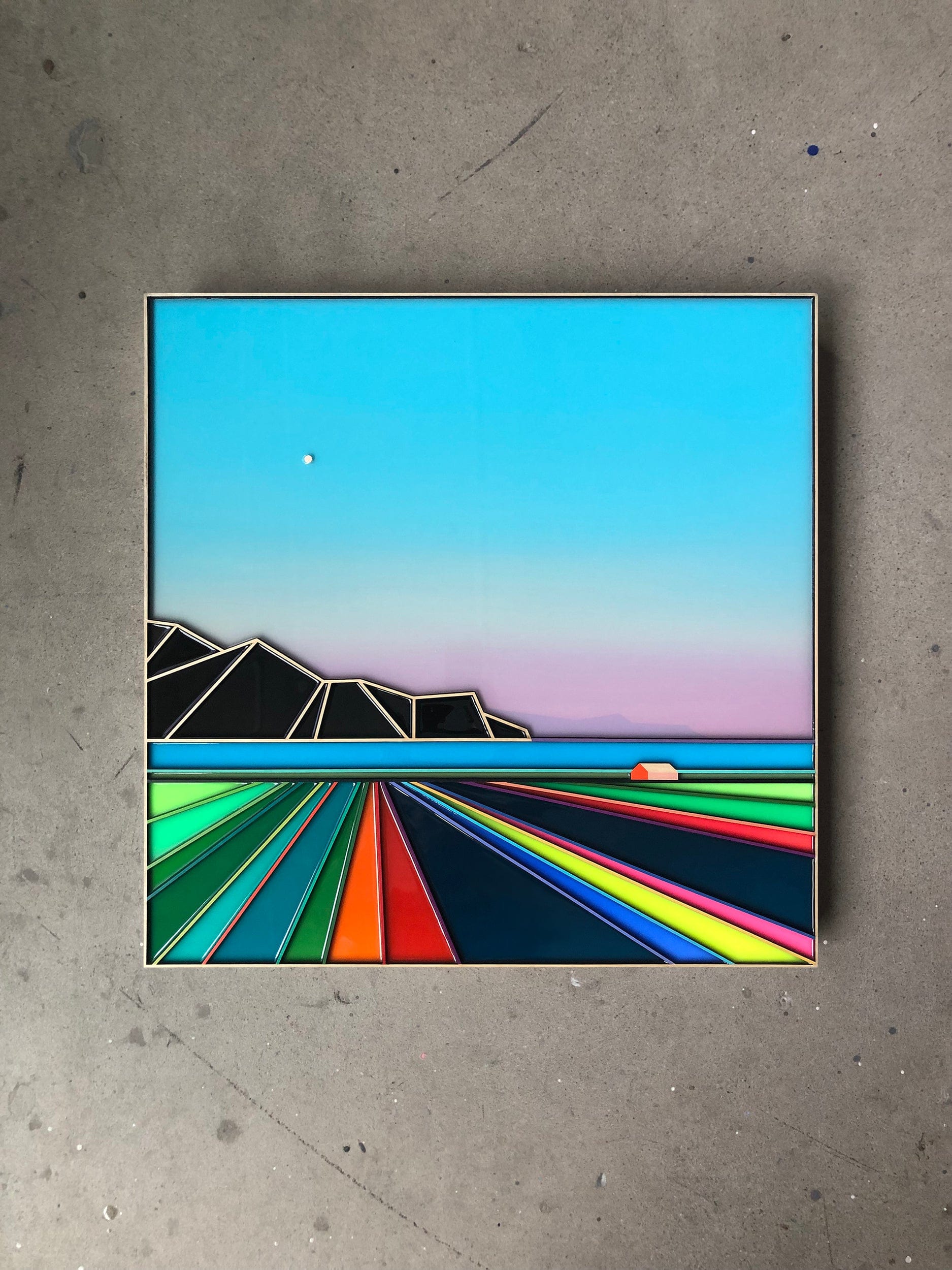 Patrick Déziel Oeuvre original - Techniques mixtes 24x24 L'avenue du lac