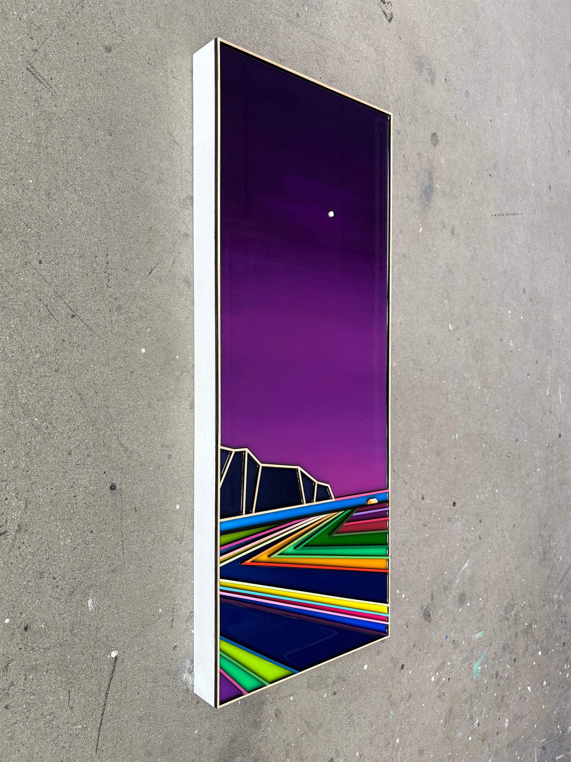 Patrick Déziel Oeuvre original - Techniques mixtes 30x12 La route au clair de lune