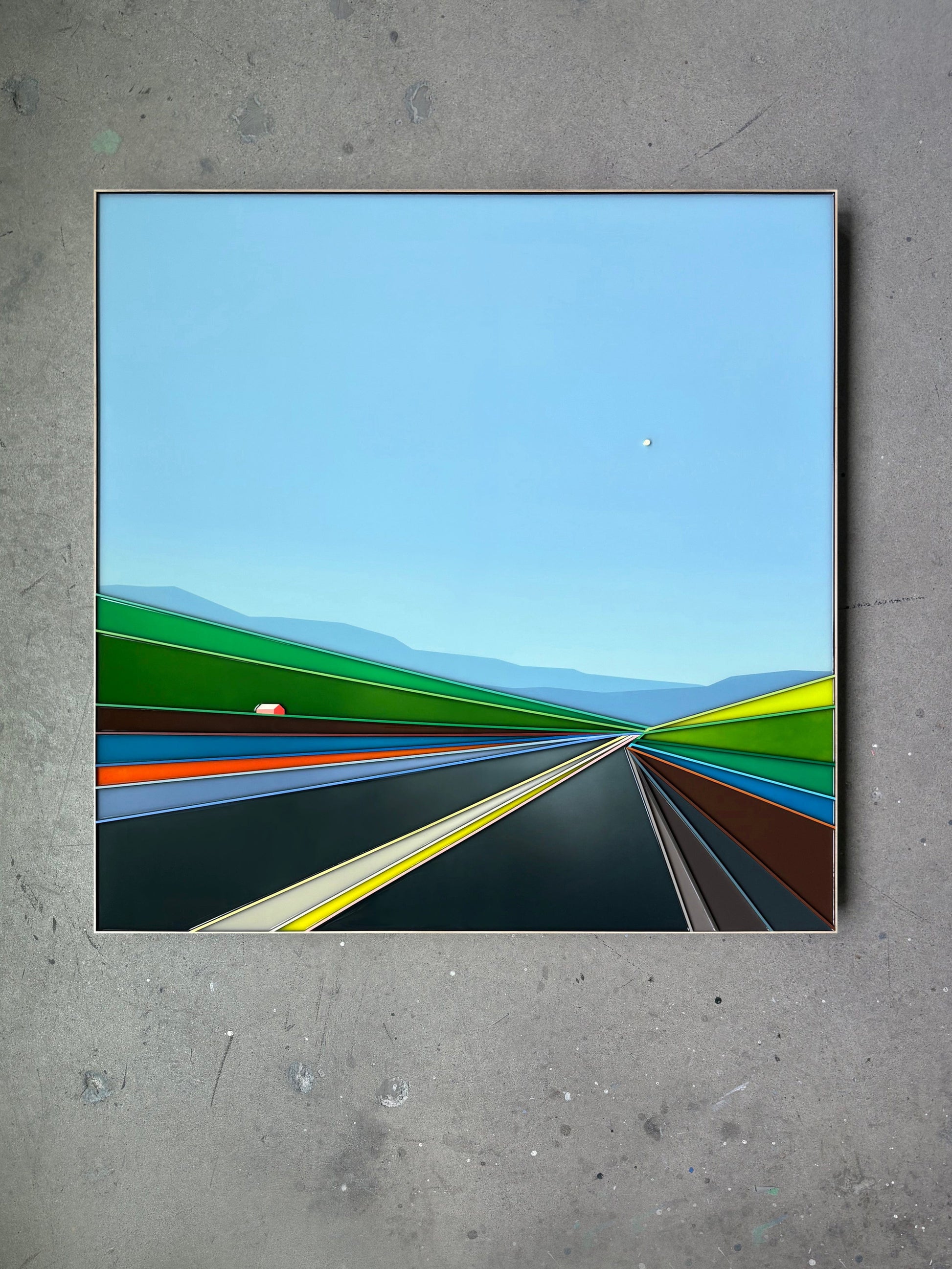 Patrick Déziel Oeuvre original - Techniques mixtes 36x36 Lueur à l'horizon