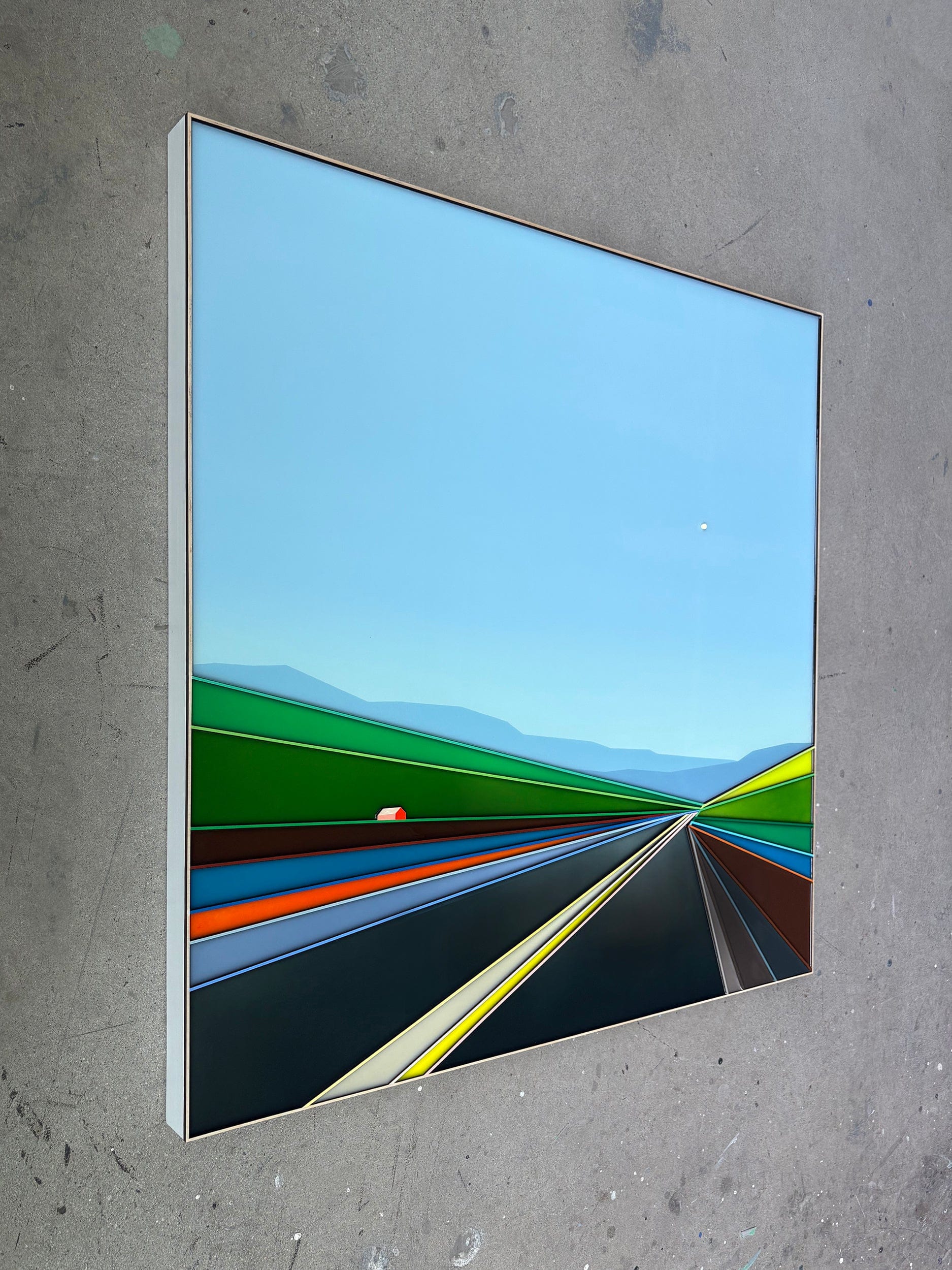 Patrick Déziel Oeuvre original - Techniques mixtes 36x36 Lueur à l'horizon
