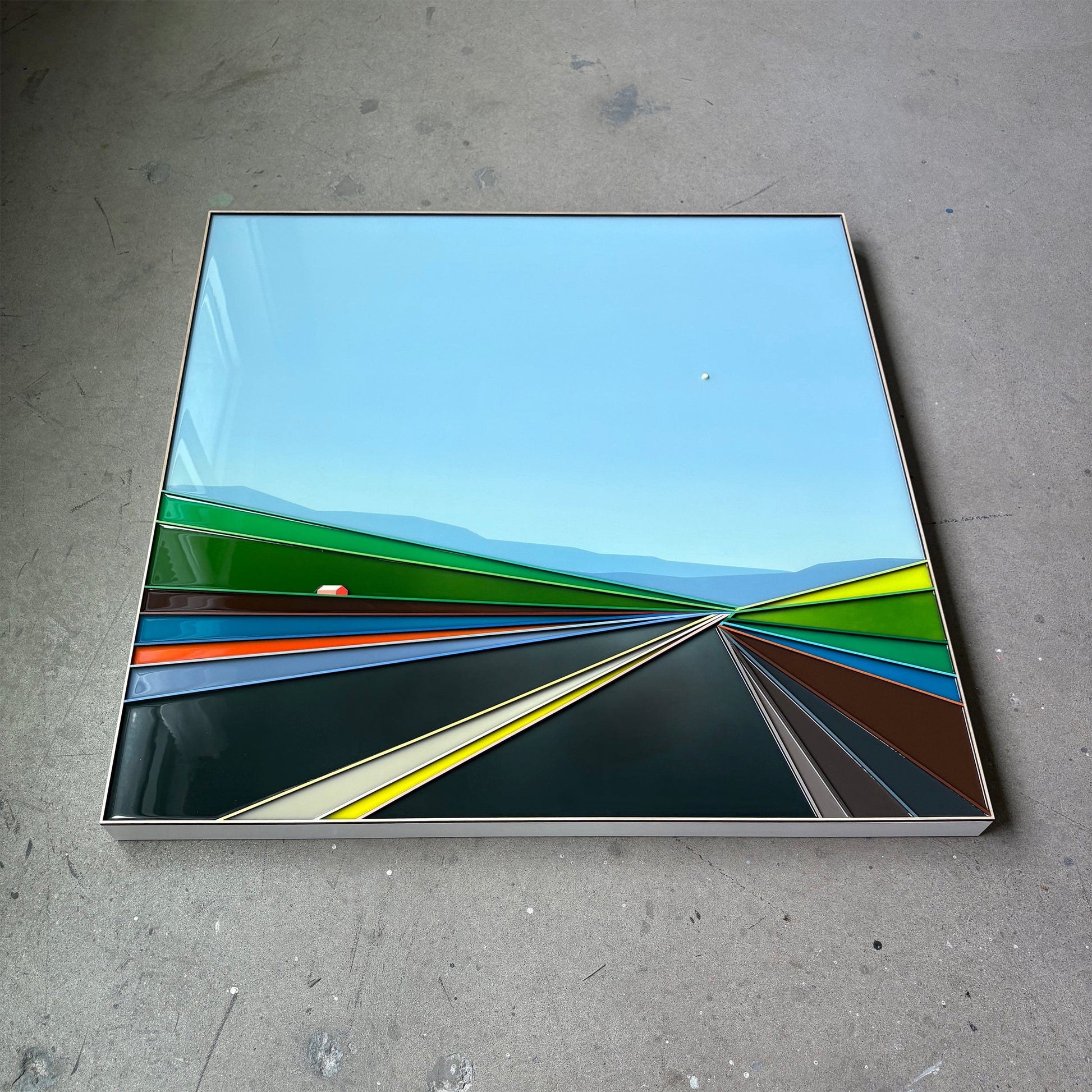 Patrick Déziel Oeuvre original - Techniques mixtes 36x36 Lueur à l'horizon