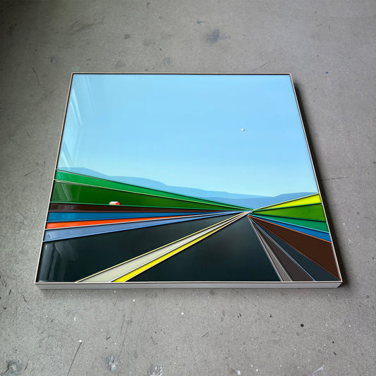 Patrick Déziel Oeuvre original - Techniques mixtes 36x36 Lueur à l'horizon