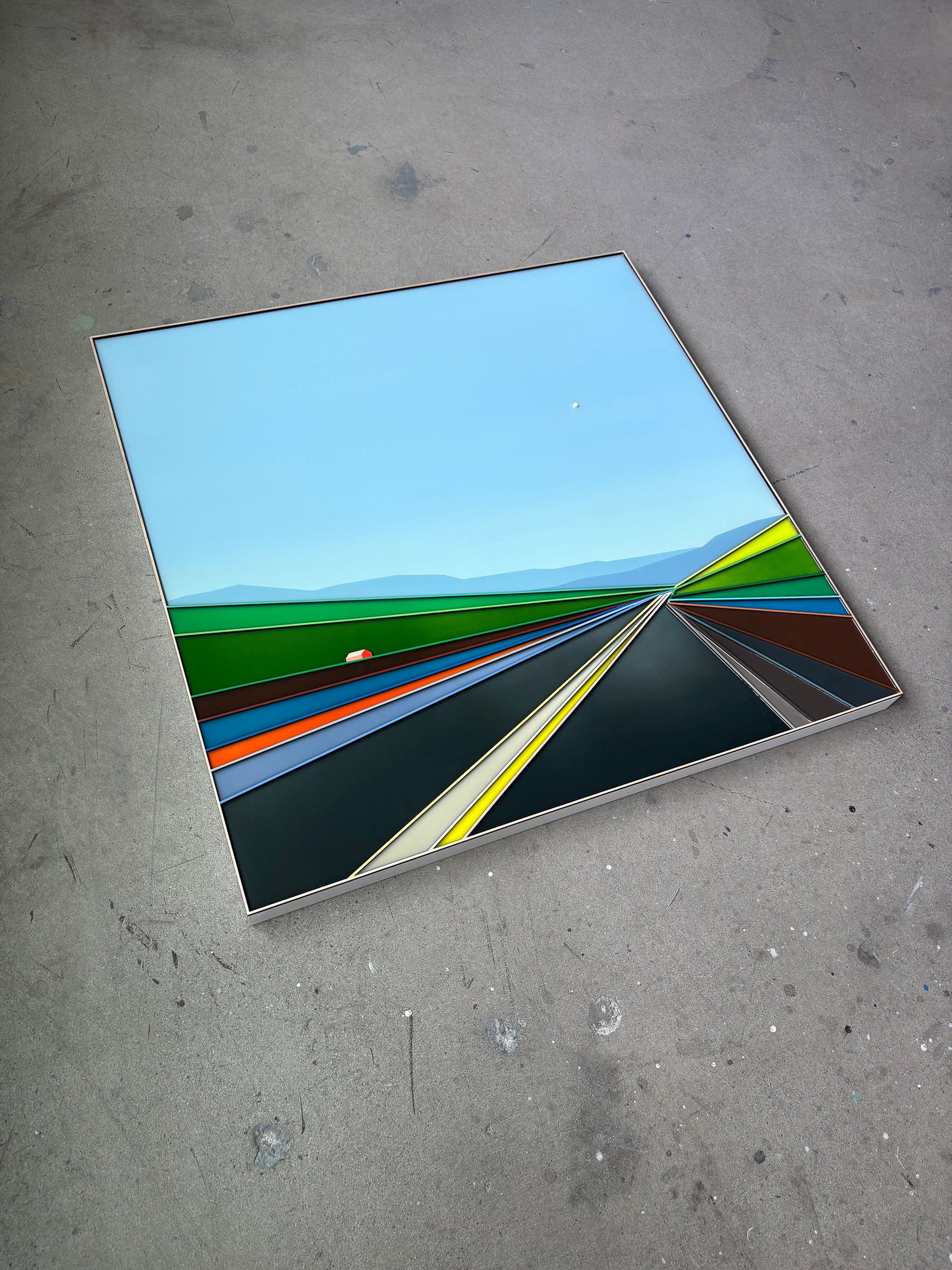 Patrick Déziel Oeuvre original - Techniques mixtes 36x36 Lueur à l'horizon