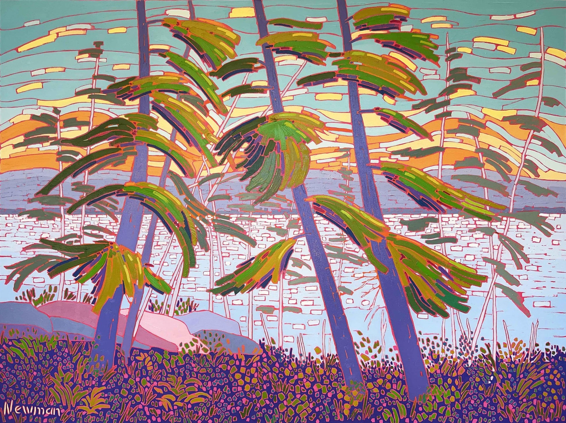 Shelley Newman Oeuvre original - Peinture 36x48 Reckless Abandon