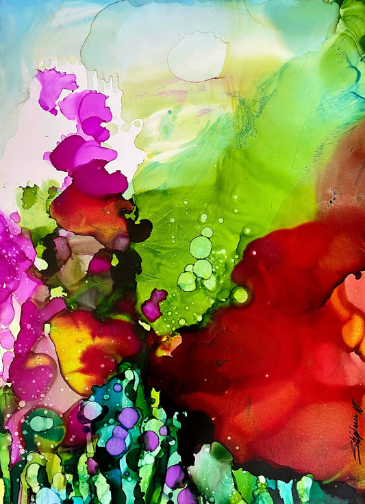 Stéphanie H. Oeuvre original - Peinture 22x16 En apesanteur