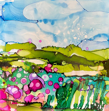 Stéphanie H. Oeuvre original - Peinture 12x12 L'étang aux nénuphar