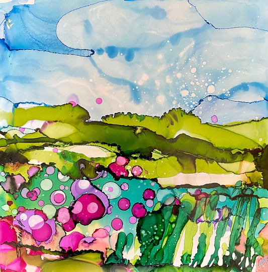 Stéphanie H. Oeuvre original - Peinture 12x12 L'étang aux nénuphar