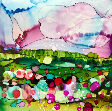 Stéphanie H. Oeuvre original - Peinture 12x12 La nature en fête