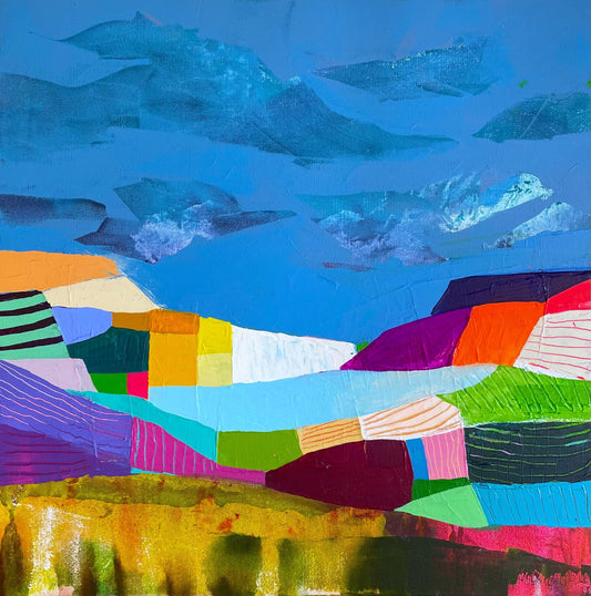 Stéphanie H. Oeuvre original - Peinture 24x24 Partir à l'aventure