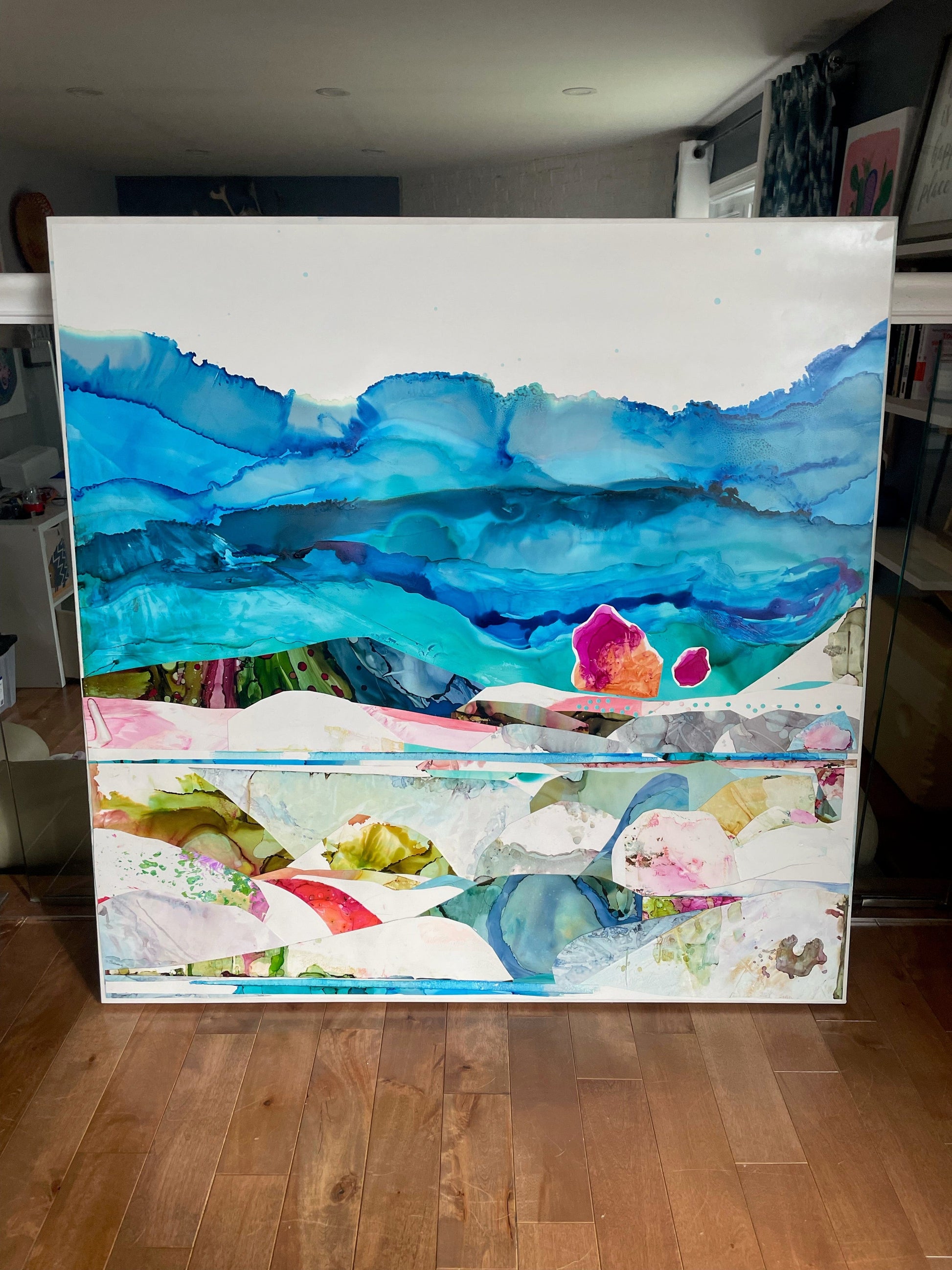 Stéphanie H. Oeuvre original - Techniques mixtes 40x40 Going home
