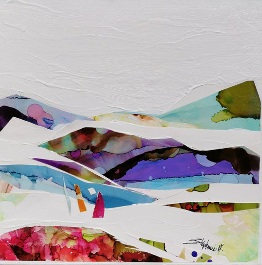 Stéphanie H. Oeuvre original - Techniques mixtes 12x12 Scammon Bay