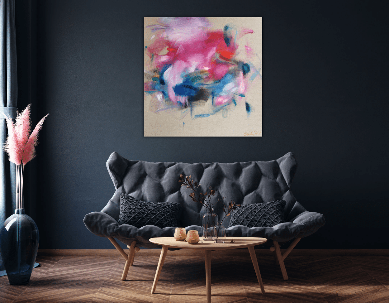 Stéphanie Rivet Oeuvre original - Peinture 40x40 Composition Lyrique 121