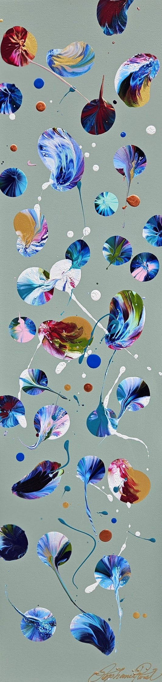 Stéphanie Rivet Oeuvre original - Peinture 48x12 Dans le pré