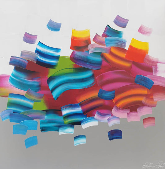 Stéphanie Rivet Oeuvre original - Peinture 40x40 Flow 1320 - Grey
