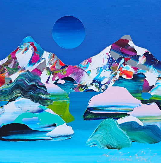 Stéphanie Rivet Oeuvre original - Peinture 12x12 Paysage onirique 1325