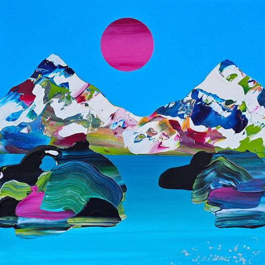 Stéphanie Rivet Oeuvre original - Peinture 12x12 Paysage onirique 1425