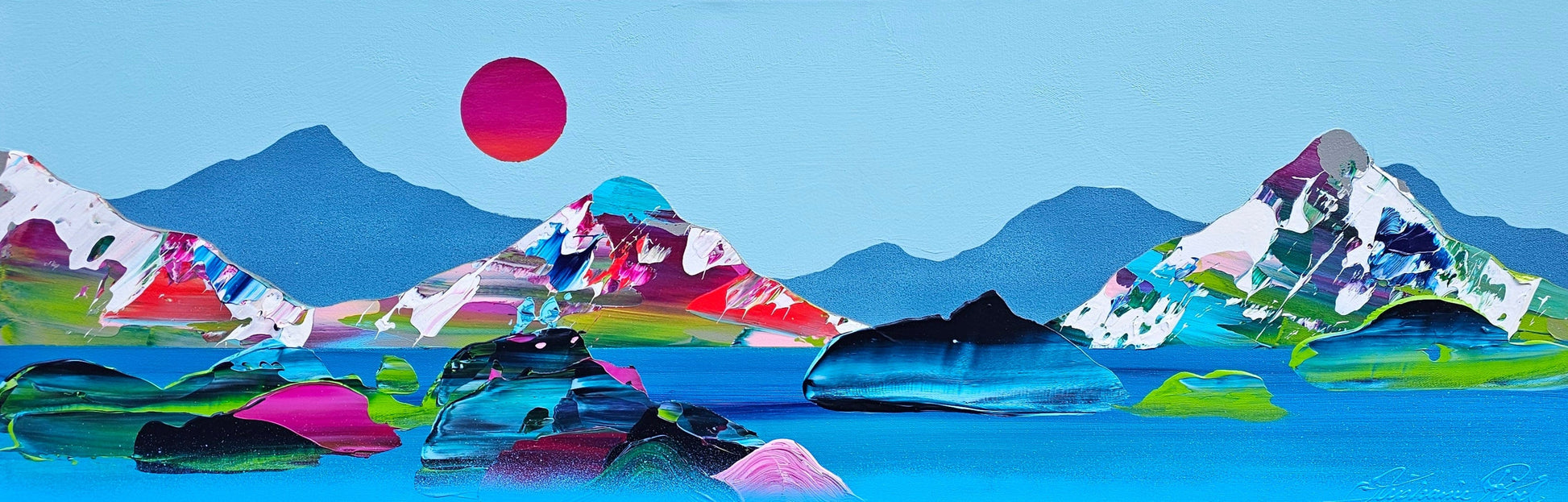 Stéphanie Rivet Oeuvre original - Peinture 12x36 Paysage onirique 1624