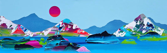 Stéphanie Rivet Oeuvre original - Peinture 12x36 Paysage onirique 1624