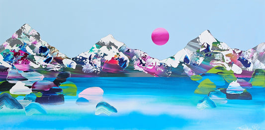 Stéphanie Rivet Oeuvre original - Peinture 30x60 Paysage onirique 925