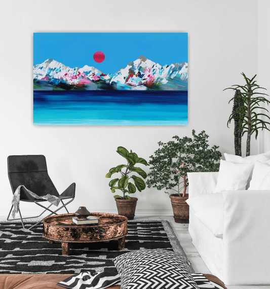 Stéphanie Rivet Oeuvre original - Peinture 36x60 Rocheuses 1123