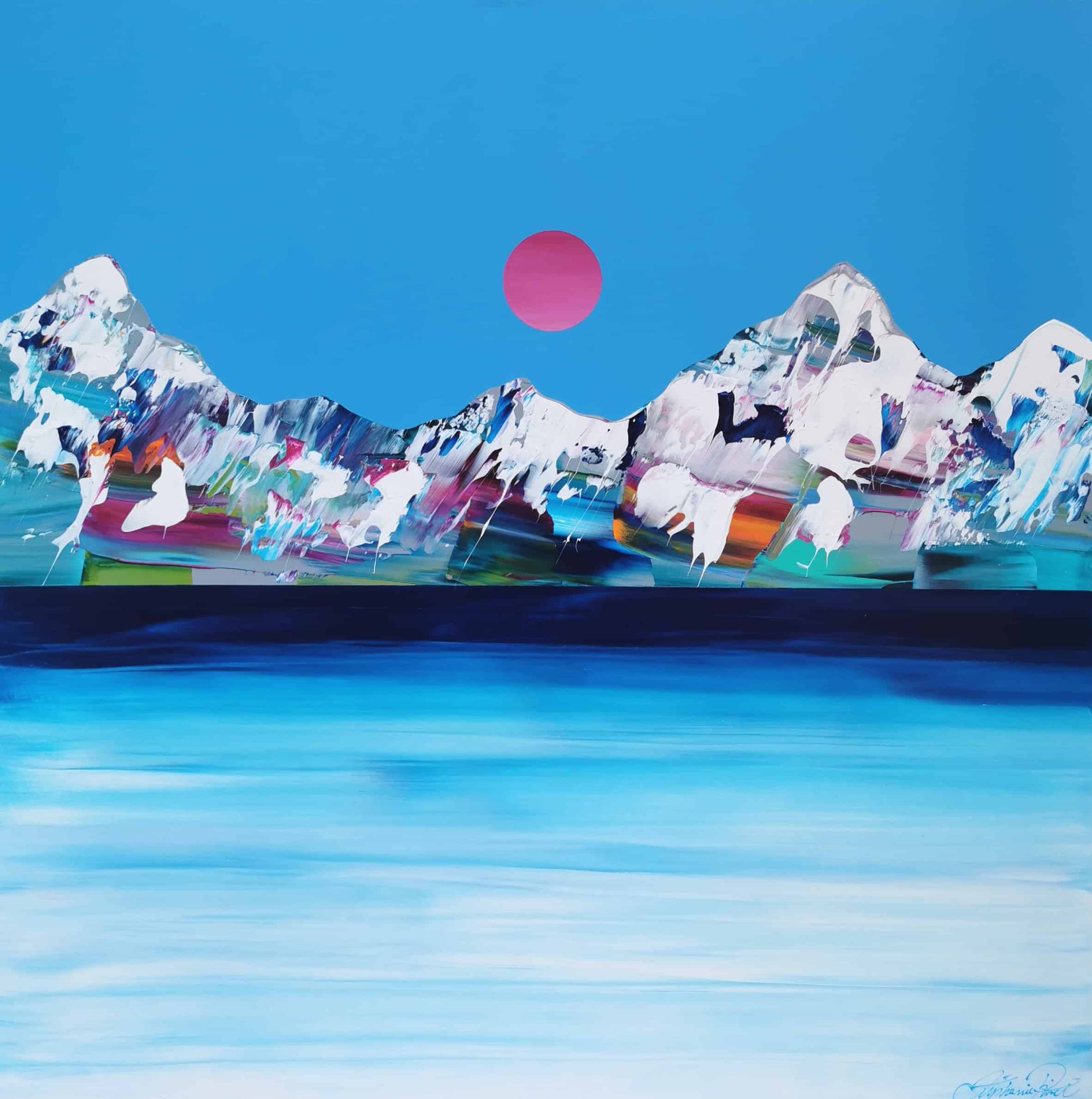 Stéphanie Rivet Oeuvre original - Peinture 48x48 Rocheuses 123