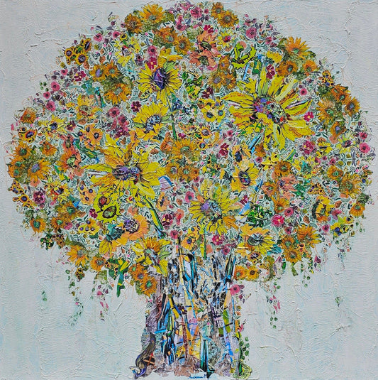 Stéphanie Rivet Oeuvre original - Techniques mixtes 40x40 Sun Flowers in 2025