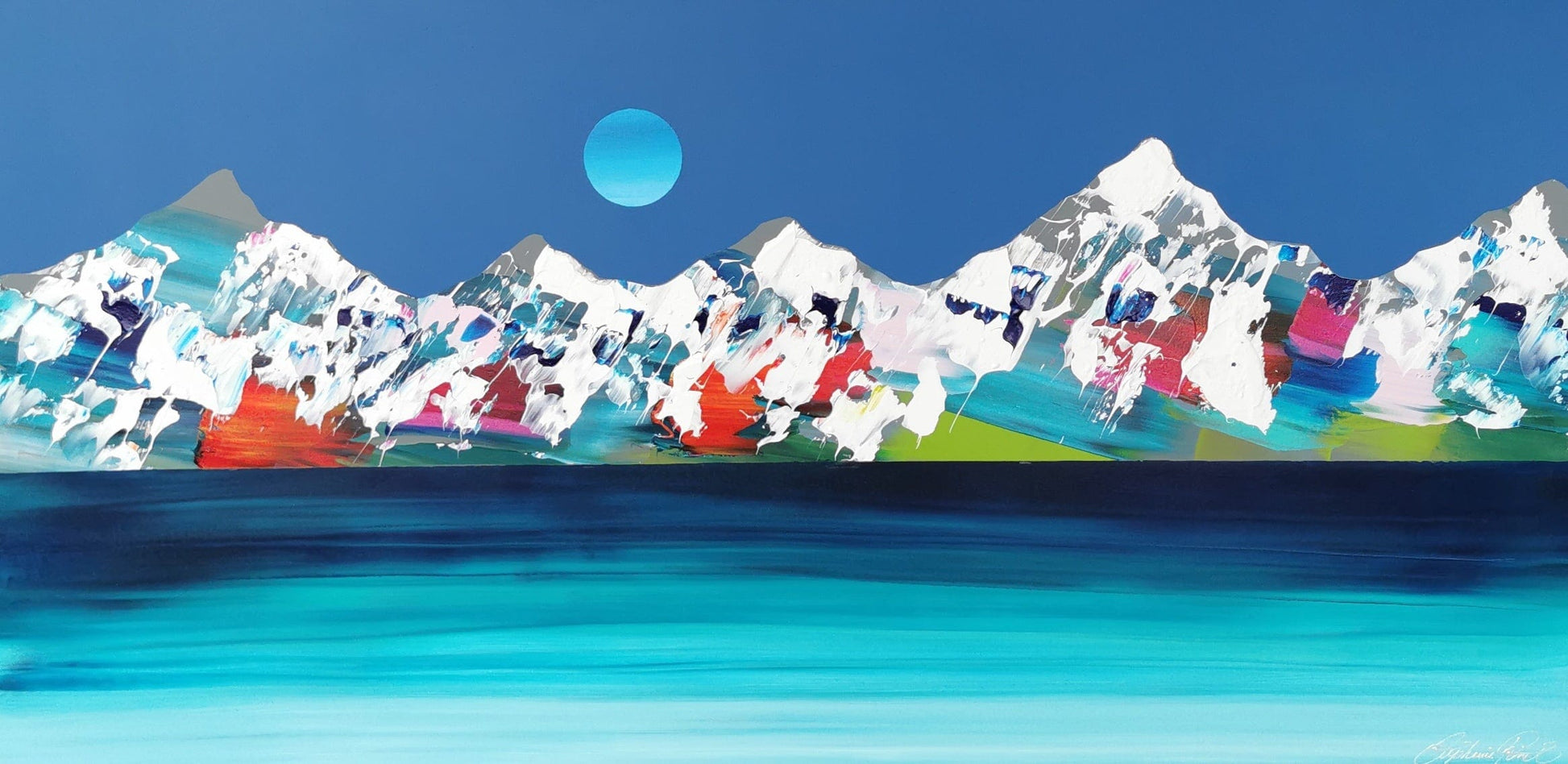 Stéphanie Rivet - Studio Oeuvre original - Peinture 30x60 Rocheuses 524