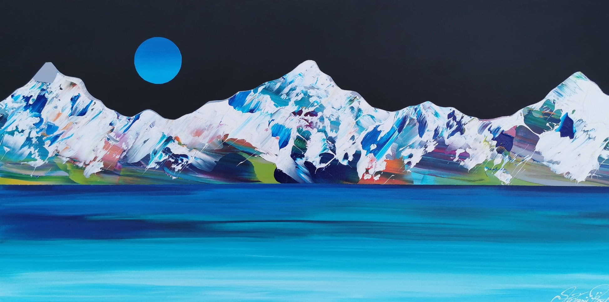 Stéphanie Rivet - Studio Oeuvre original - Peinture 24x48 Rocheuses 724