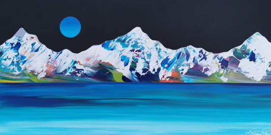 Stéphanie Rivet - Studio Oeuvre original - Peinture 24x48 Rocheuses 724