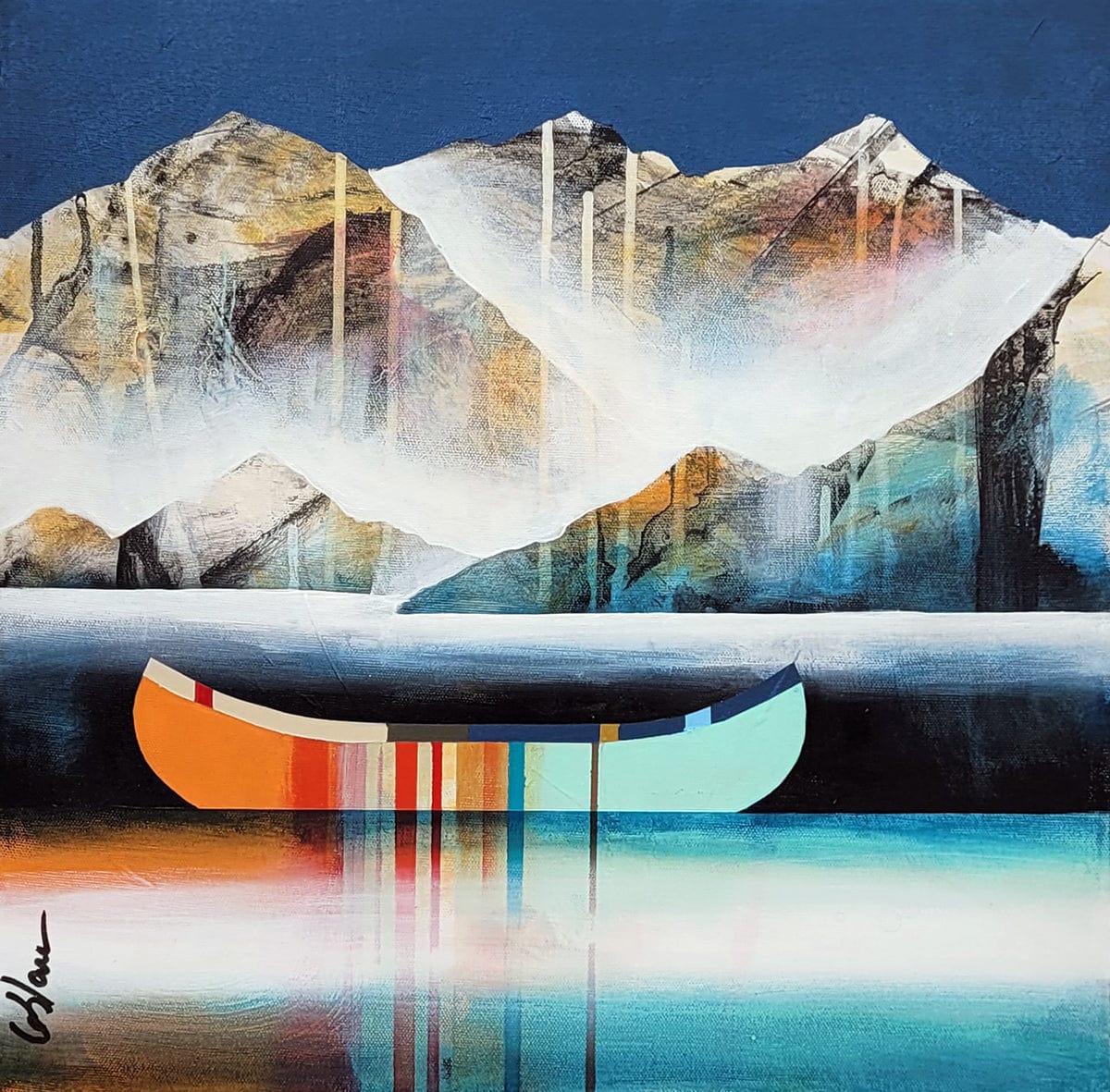 Sylvain Leblanc Oeuvre original - Peinture 16x16 Parti au loin