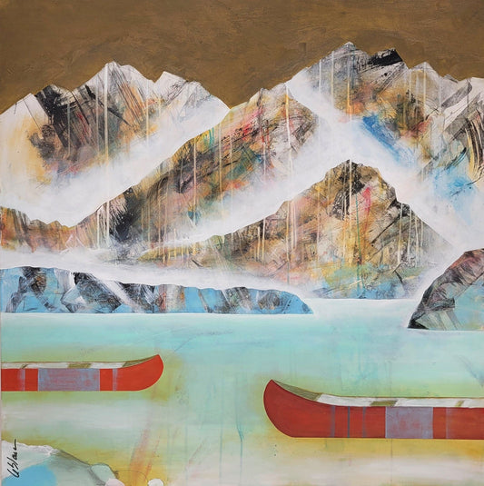 Sylvain Leblanc Oeuvre original - Peinture 36x36 Rencontre fortuite