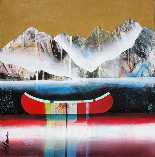 Sylvain Leblanc Oeuvre original - Peinture 16x16 Soleil levant