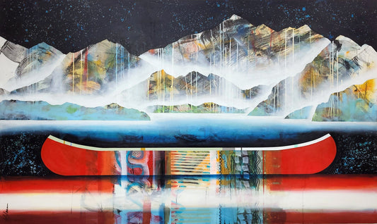 Sylvain Leblanc Oeuvre original - Peinture 36x60 Souvenir d’une nuit d 'été