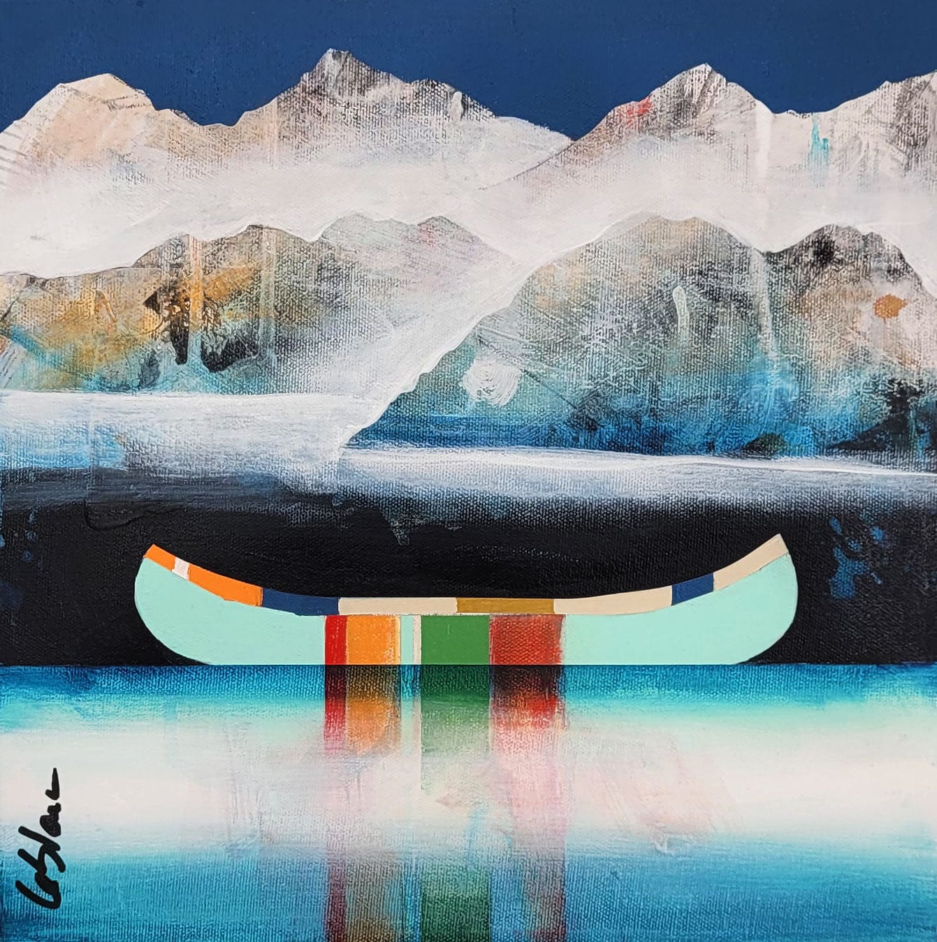 Sylvain Leblanc Oeuvre original - Peinture 12x12 Tendresse